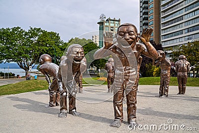 Laughing Copper Sculptures Editorial Stock Photo